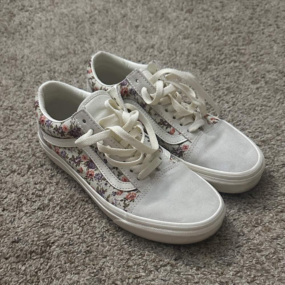 Vans White Floral Sneakers